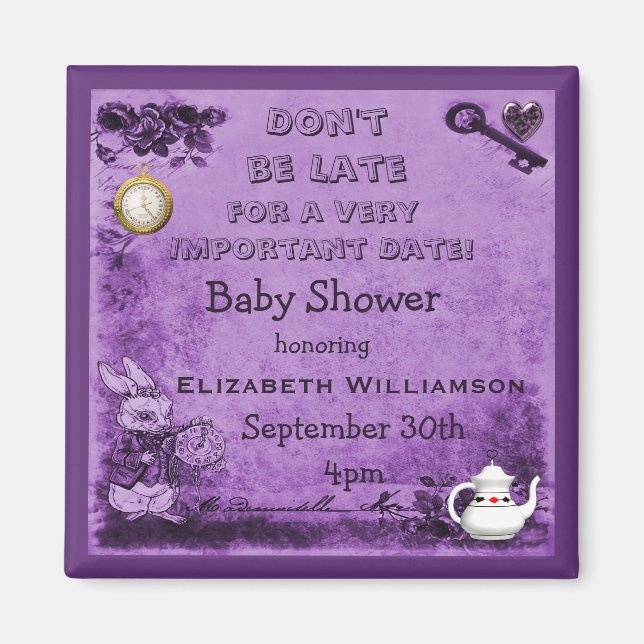 Alice in Wonderland Save The Date Baby Shower Magnet (Front)