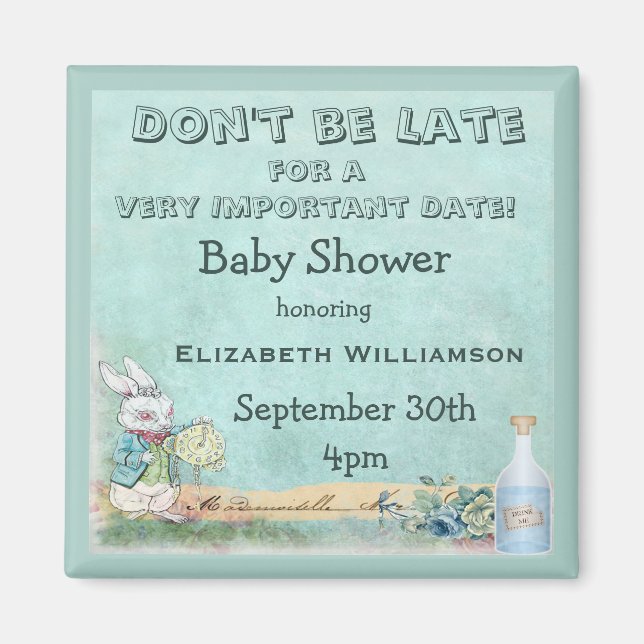 Alice in Wonderland Save The Date Baby Shower Magnet (Front)