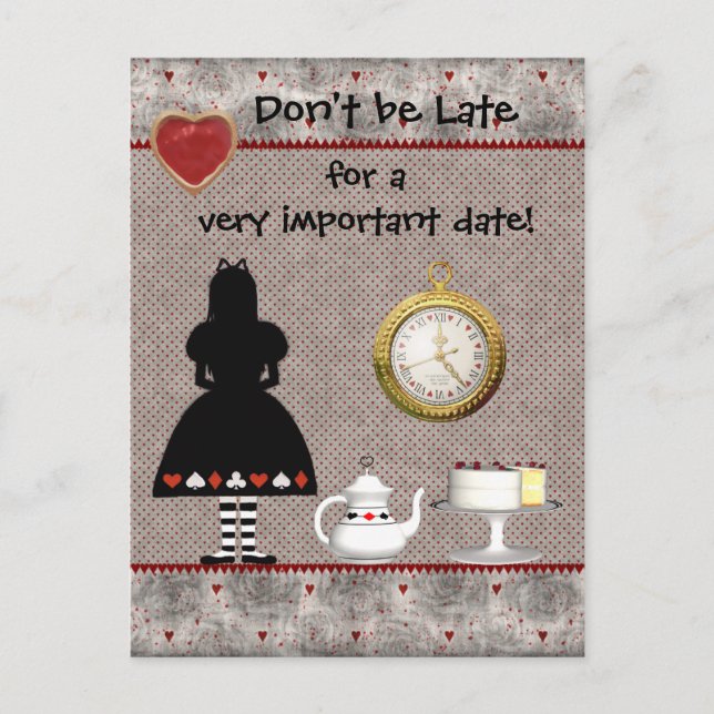 Alice in Wonderland Save the Date Wedding Postcard (Front)