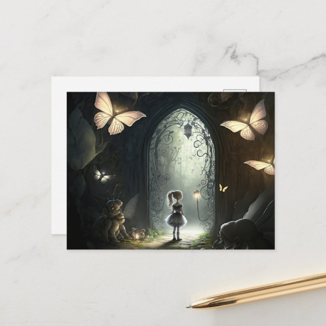 Alice in Wonderland Scene Postcard (Front/Back In Situ)