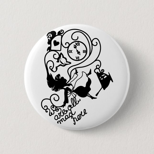 Alice in Wonderland. Silhouette illustration 6 Cm Round Badge (Front)