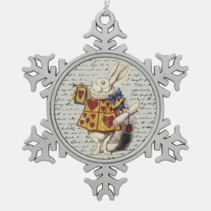 Alice In Wonderland Snowflake Pewter Christmas Ornament