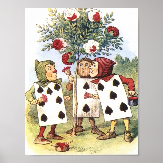 Alice In Wonderland Spade Cards Tree Poster (Front)