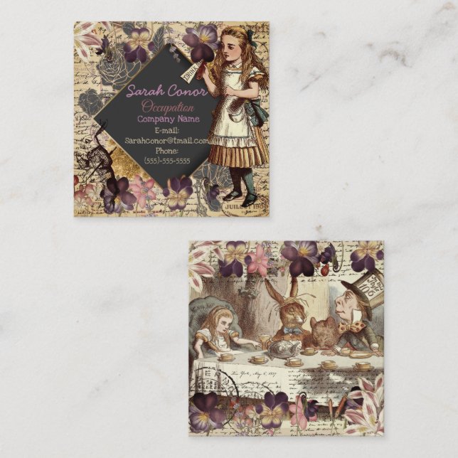 Alice In Wonderland  Square Business Card (Front/Back)