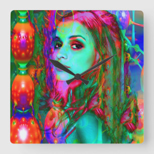 Alice in Wonderland Square Wall Clock