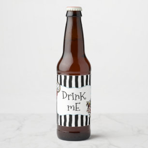 Alice in Wonderland Striped Party Beer Bottle Label