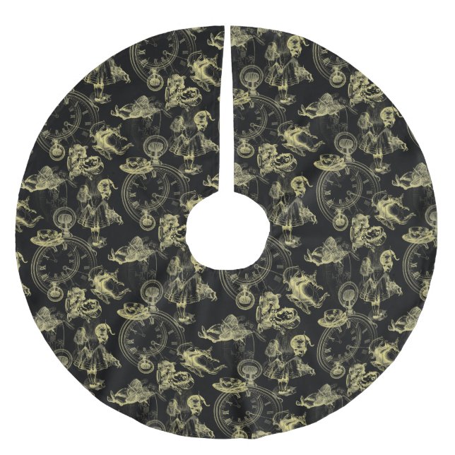 Alice in Wonderland Tea Black Gold Tree Skirt (Front)