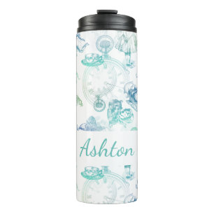 Alice in Wonderland Tea Blue Aqua Name Tumbler