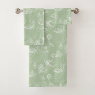 Alice in Wonderland Tea Green Towel Set