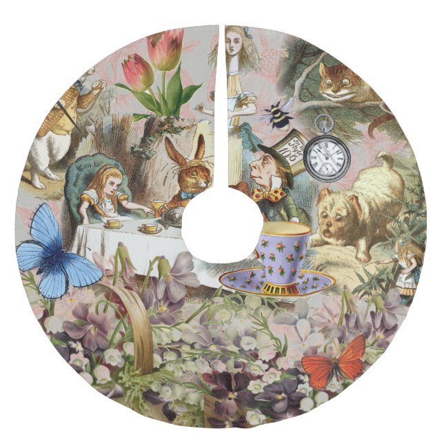 Alice in Wonderland Tea Party Art Brushed Polyester Tree Skirt (Front)