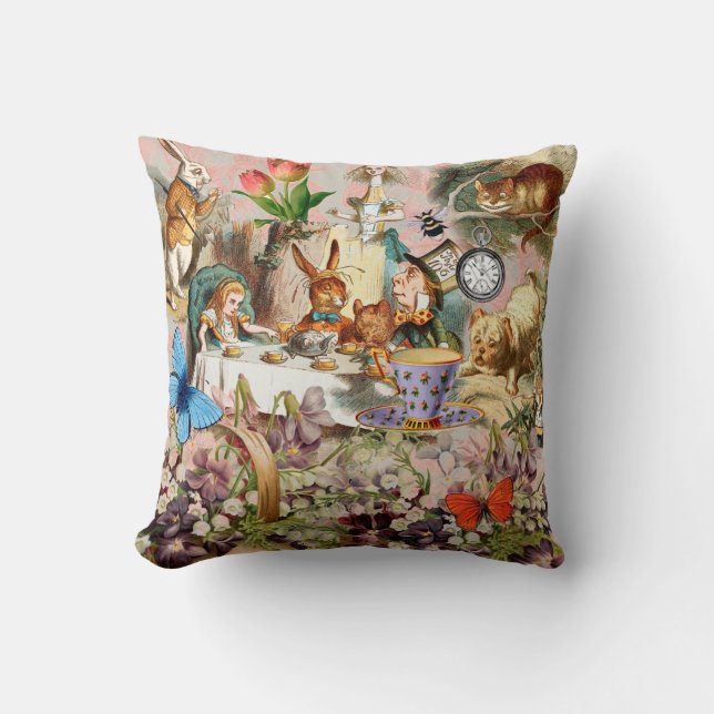 Alice in Wonderland Tea Party Art Cushion (Front)