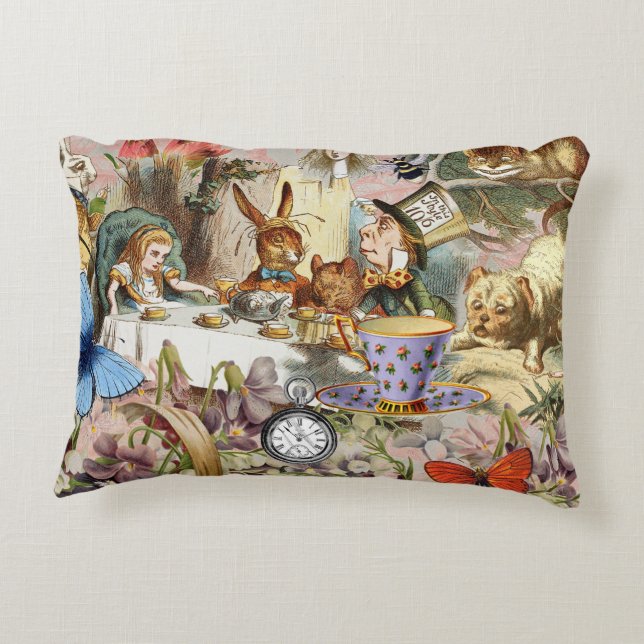 Alice in Wonderland Tea Party Art Decorative Cushion (Back)
