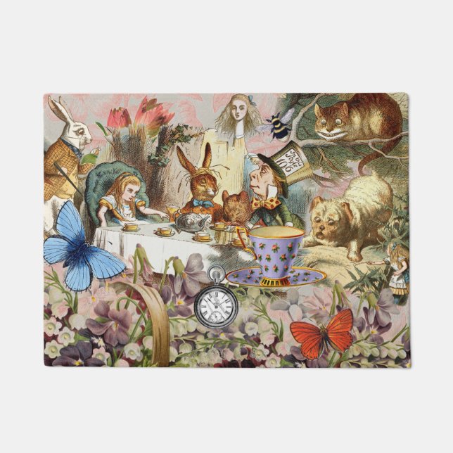Alice in Wonderland Tea Party Art Doormat (Front)