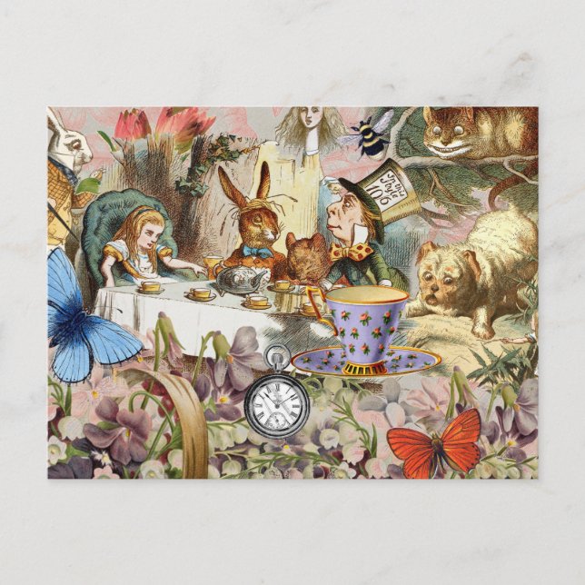 Alice in Wonderland Tea Party Art Postcard (Front)