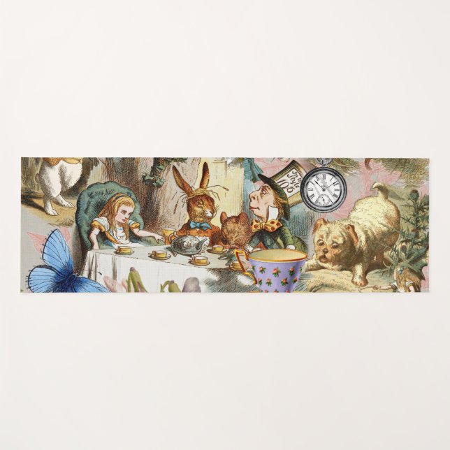 Alice in Wonderland Tea Party Art Yoga Mat (Front (Horizontal))