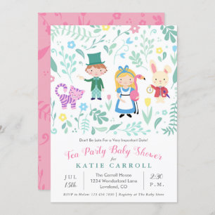 Alice in Wonderland Tea Party Baby Shower Invitation