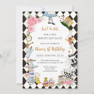 Alice in Wonderland Tea Party Birthday Invitation