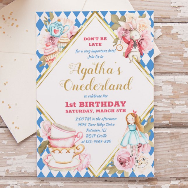 Alice in Wonderland Tea Party Birthday Invitation (Creator Uploaded)