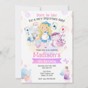 Alice in Wonderland Tea Party Birthday Invitation