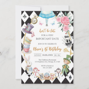 Alice in Wonderland Tea Party Birthday Invitation