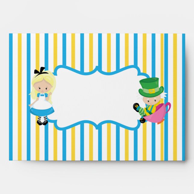 Alice in Wonderland Tea Party Birthday Invitation Envelope (Front)