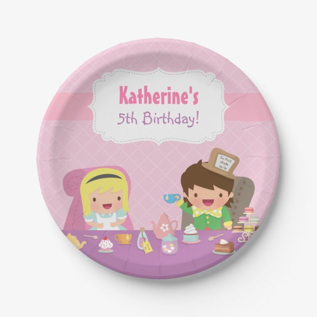 Alice in Wonderland Tea Party Birthday Supplies Paper Plate (Front)