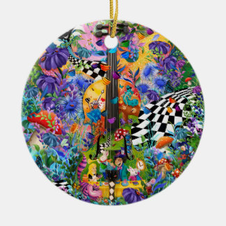 Alice In Wonderland Tea Party by Juleez Violin Ceramic Ornament
