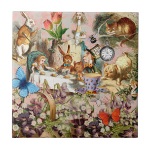 Alice in Wonderland tea party characters Ceramic Tile