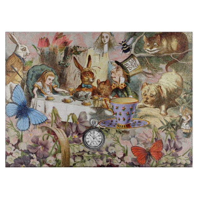 Alice in Wonderland tea party characters Cutting Board (Front)
