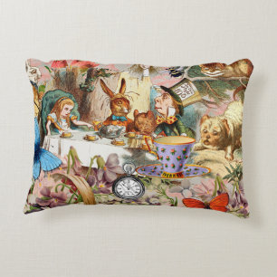Alice in Wonderland tea party characters Decorative Cushion