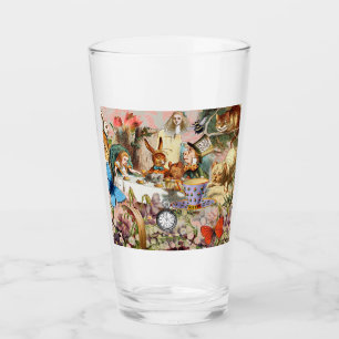 Alice in Wonderland tea party characters Glass