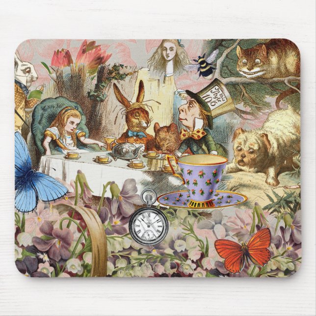 Alice in Wonderland tea party characters Mouse Pad (Front)