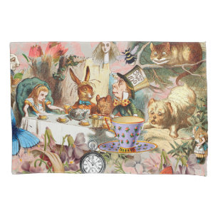 Alice in Wonderland tea party characters Pillowcase