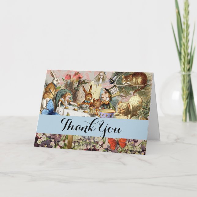 Alice in Wonderland tea party characters Thank You Card (Front)