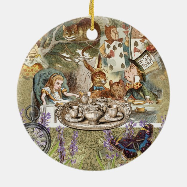 Alice in Wonderland Tea Party Guests Ceramic Ornament (Back)
