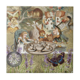 Alice in Wonderland Tea Party Guests Ceramic Tile