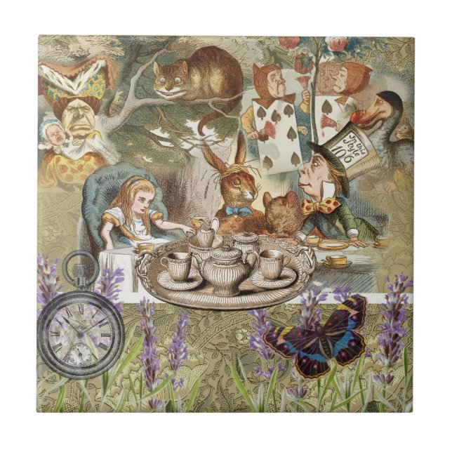 Alice in Wonderland Tea Party Guests Ceramic Tile (Front)