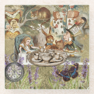 Alice in Wonderland Tea Party Guests Glass Coaster