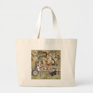 Alice in Wonderland Tea Party Guests Large Tote Bag