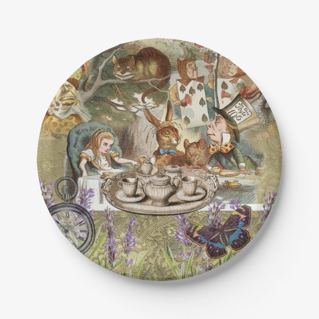 Alice in Wonderland Tea Party Guests Paper Plate (Front)