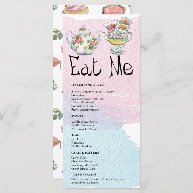 Alice in Wonderland | Tea Party Menu (Front/Back)