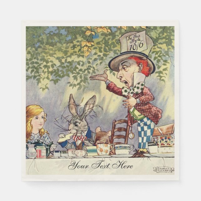 Alice In Wonderland Tea Party Template Napkin (Front)