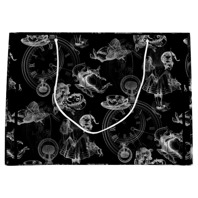 Alice in Wonderland Tea Time Black Gift Bag (Front)