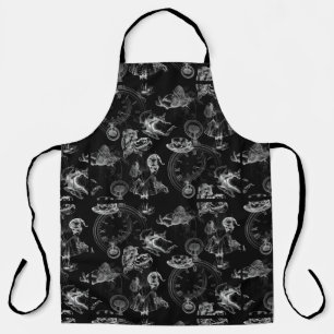 Alice in Wonderland Tea Time Black White Apron