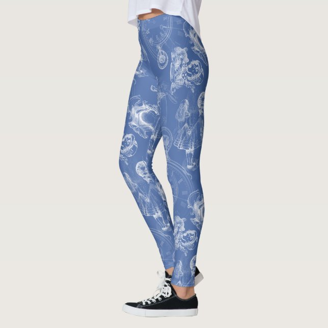 Alice in Wonderland Tea Time Blue Leggings (Left)