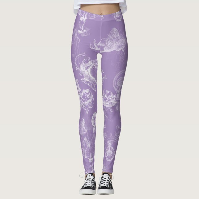 Alice in Wonderland Tea Time Lavender Leggings (Front)