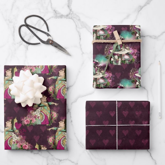 Alice In Wonderland Tea Time Wrapping Paper Sheets (Front)