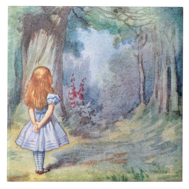 Alice in Wonderland Tenniel Art Tile or Trivet (Front)