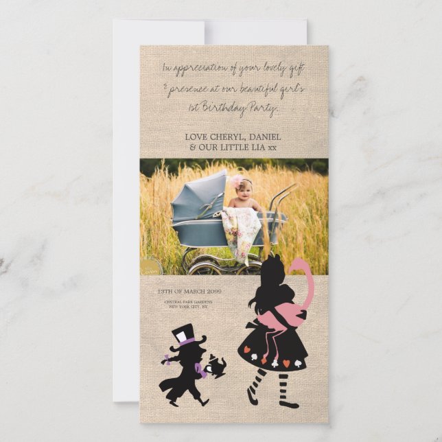 Alice in Wonderland Thank You Baby Photo Card (Front)