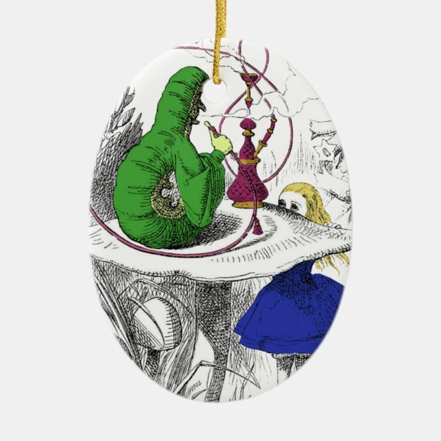 Alice in Wonderland - The Caterpillar Ceramic Tree Decoration (Front)